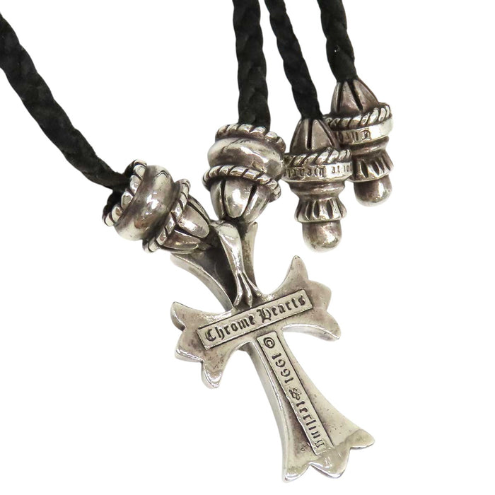 CHROME HEARTS 
CH CRS SML 1991年刻印 
スモール CHクロス BC ボロチップ レザーブレイド ネックレス