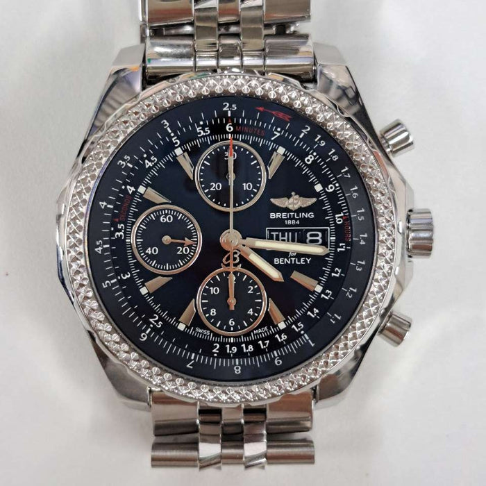 【WHOLESALES】
BREITLING 
A13362 
ベントレーGT 
箱　ギャランティ(液晶にじみあり)　クロノメーター証　純正レザーベルト×1(使用感なし)