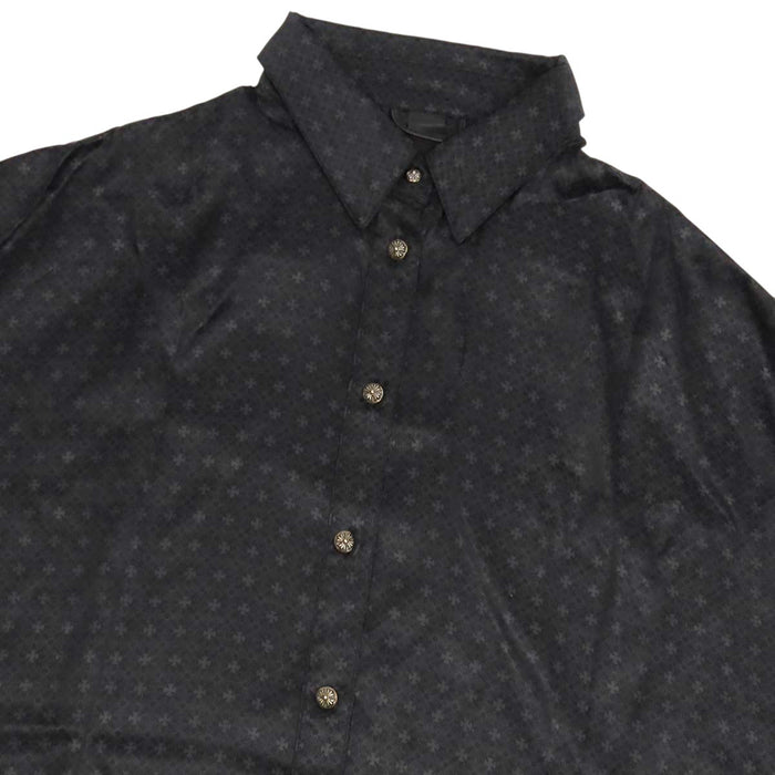CHROME HEARTS 
クロスボールボタン シルバー 
マハルキタ CHプラス 総柄 ロングスリーブ シルク シャツ