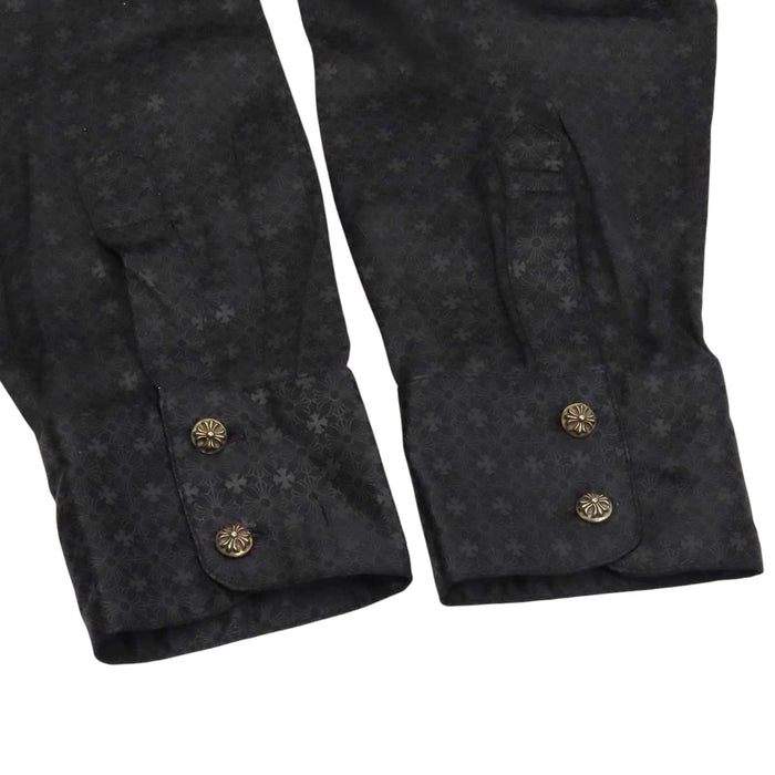 CHROME HEARTS 
クロスボールボタン シルバー 
マハルキタ CHプラス 総柄 ロングスリーブ シルク シャツ