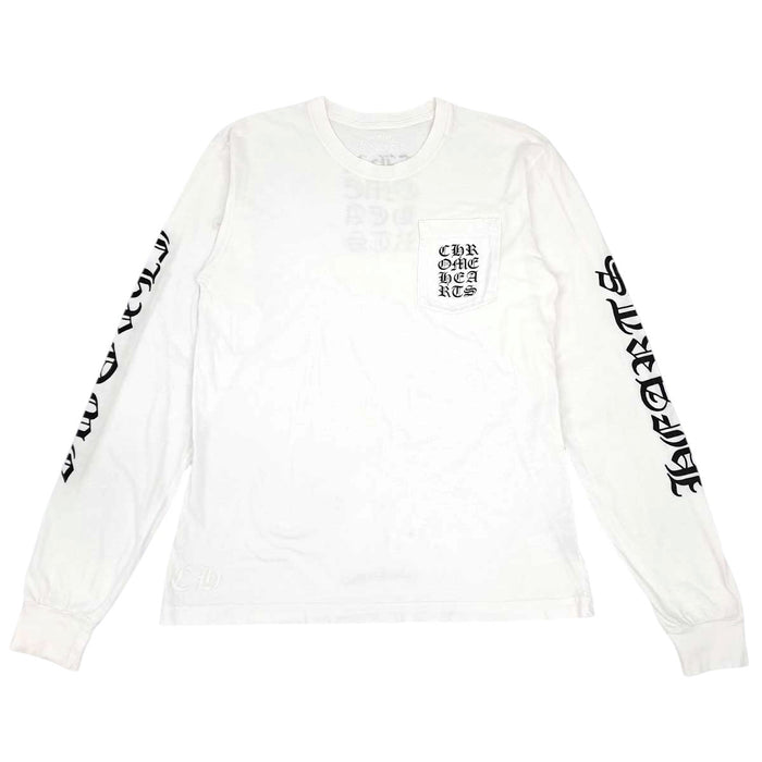 CHROME HEARTS 
CH スクロールラベル コットン クルーネック 
ヴァーティカルロゴ ロングスリーブ Tシャツ
