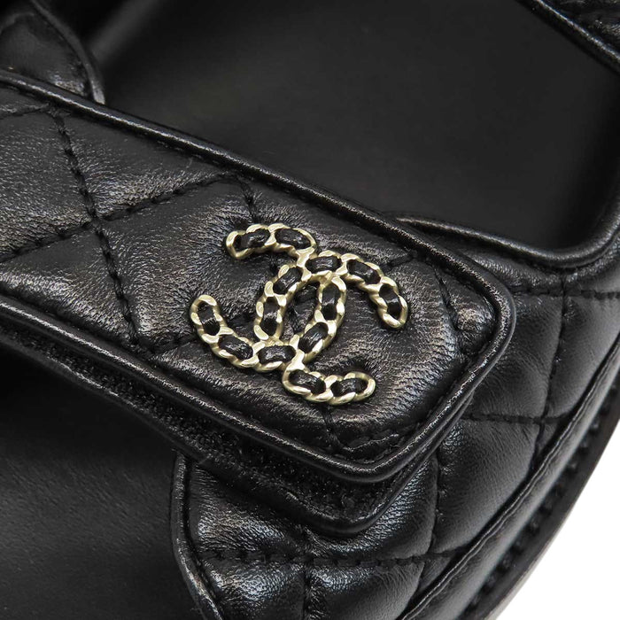 CHANEL 
COCO CC ロゴ チェーン フッドヘッドサンダル ゴールドカラー金具 
ココマーク マトラッセ レザー スポーツ サンダル