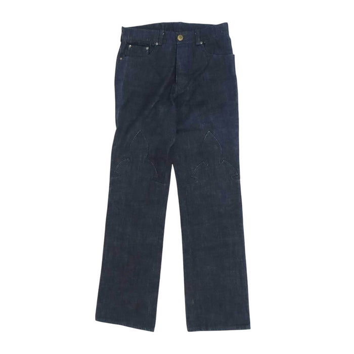 CHROME HEARTS 
CH OLD FLEURKNEE DNM PANTS ボタンフライ ブルー ネイビー コットン 
オールド フレアニー デニムパンツ