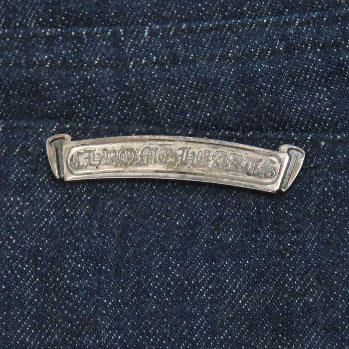 CHROME HEARTS 
CH OLD FLEURKNEE DNM PANTS ボタンフライ ブルー ネイビー コットン 
オールド フレアニー デニムパンツ