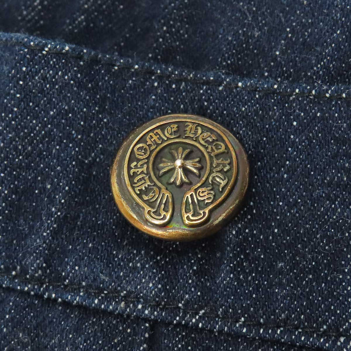 CHROME HEARTS 
CH OLD FLEURKNEE DNM PANTS ボタンフライ ブルー ネイビー コットン 
オールド フレアニー デニムパンツ