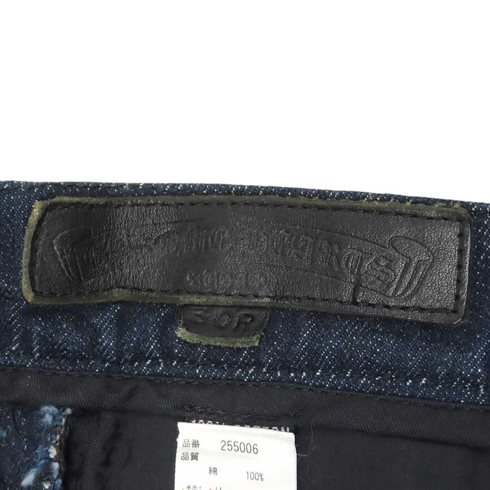 CHROME HEARTS 
CH OLD FLEURKNEE DNM PANTS ボタンフライ ブルー ネイビー コットン 
オールド フレアニー デニムパンツ