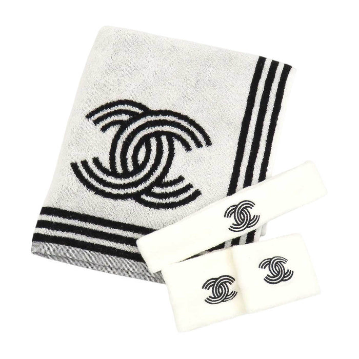CHANEL 
COCO CC ロゴ 刺繍 タオル リストバンド ヘアバンド 
ココマーク スポーツ セット