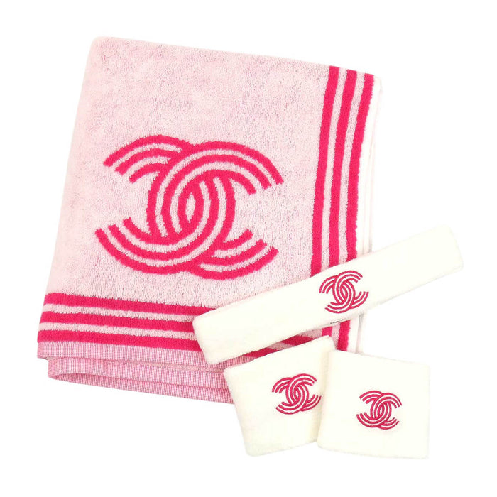 CHANEL 
COCO CC ロゴ 刺繍 タオル リストバンド ヘアバンド 
ココマーク スポーツ セット