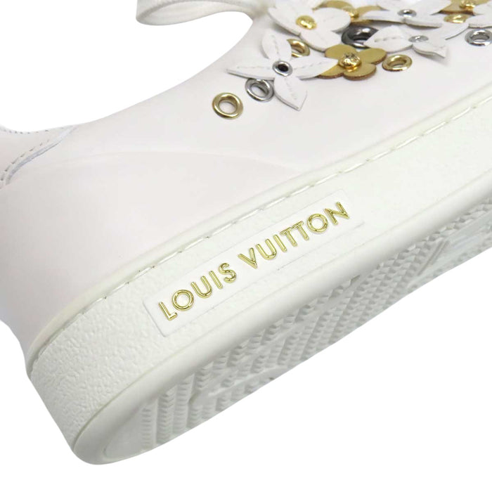 LOUIS VUITTON 
LV ロゴ モノグラムフラワー レザー レースアップ 
フロントロー ライン スニーカー
