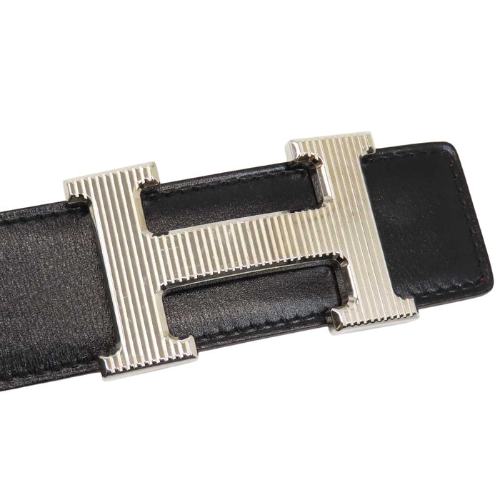 HERMES 
H アッシュ □K刻印 Hロゴ レザー 32MM 
コンスタンス Hストリエ リバーシブル ベルト