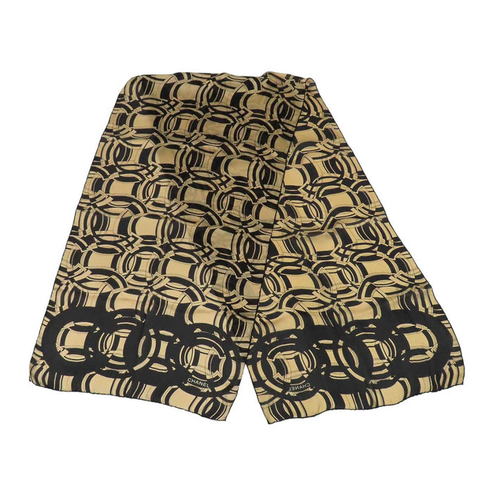 CHANEL 
ロゴ 総柄 シルク 
シフォン スカーフ