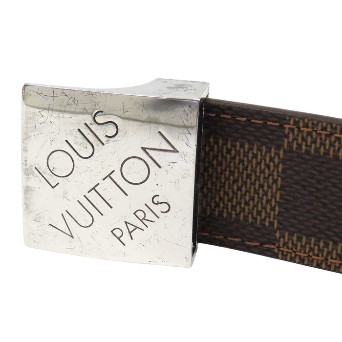 LOUIS VUITTON 
ロゴ リバーシブル レザー シルバーカラー 
ダミエ サンチュール キャレ ベルト