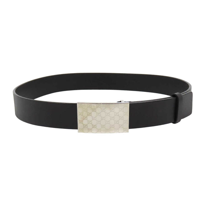 GUCCI 
レザー シルバーカラー金具 
GG スクエア バックル ベルト