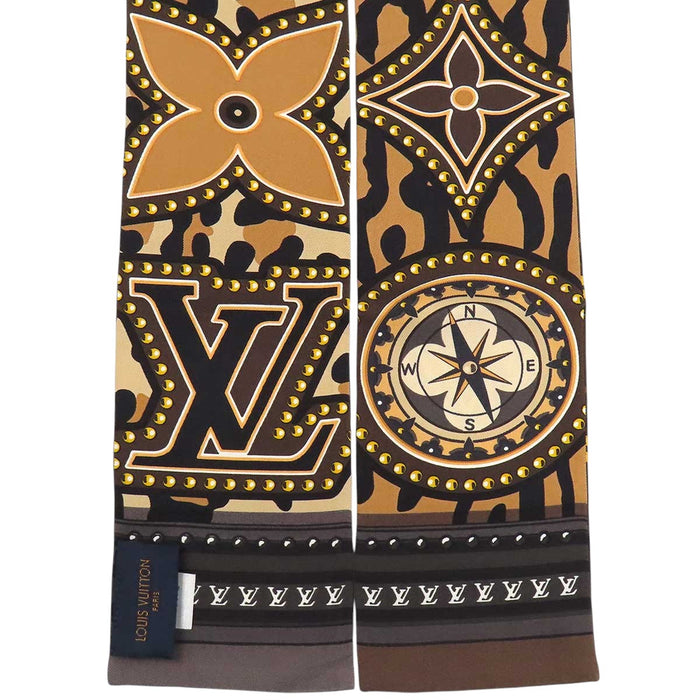 LOUIS VUITTON 
LV ロゴ シルク レオパード柄 
バンドー ワールド スカーフ