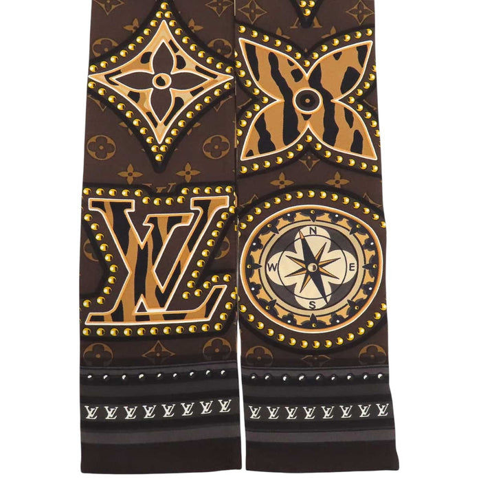 LOUIS VUITTON 
LV ロゴ シルク レオパード柄 
バンドー ワールド スカーフ