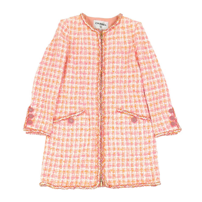 CHANEL 
COCO CC ココボタン ノーカラー ダブルジップ ジップアップ 19C 
ココマーク ツイード スパンコール ジャケット