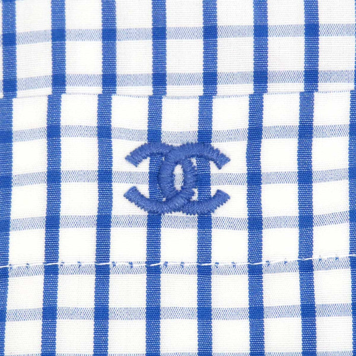 CHANEL 
COCO CC ロゴ 刺繍 コットン 98P 
ココマーク チェック柄 ロングスリーブ シャツ