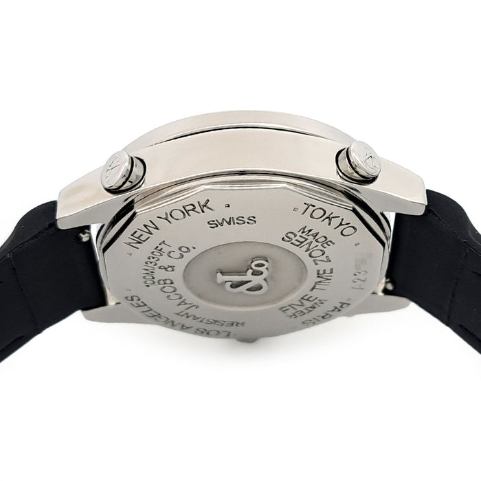 JACOB&CO 
Five Time Zone Diamond Bezel 
Includes box and warranty card