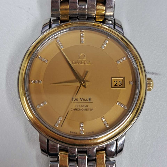 【WHOLESALES】
OMEGA 
4374.15 
デ・ヴィル プレステージ コーアクシャル 
ギャランティ(ショップ印なし)　ピクトグラム　クロノメーター証　宝石証明書
