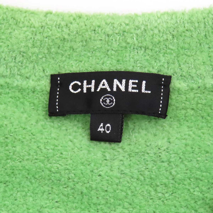 CHANEL 
COCO CC ココボタン チェーン コットン パイルニット 
ココマーク ノーカラー ジャケット