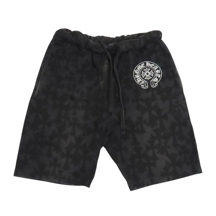 CHROME HEARTS 
CH クロス 総柄 スウェット コットン 
グレイブヤード ホースシュー ハーフパンツ