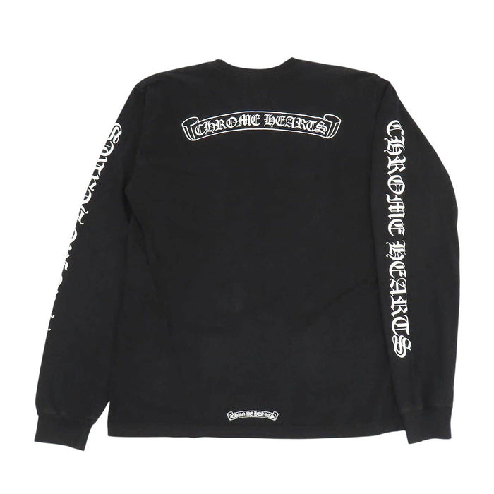 CHROME HEARTS 
CH コットン クルーネック 
スクロールラベル 袖ロゴ ロングスリーブ Tシャツ