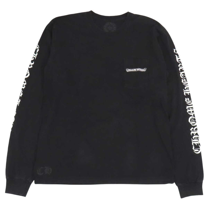 CHROME HEARTS 
CH コットン クルーネック 
スクロールラベル 袖ロゴ ロングスリーブ Tシャツ