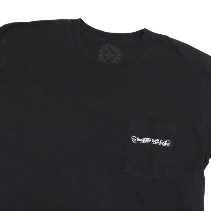 CHROME HEARTS 
CH コットン クルーネック 
スクロールラベル 袖ロゴ ロングスリーブ Tシャツ