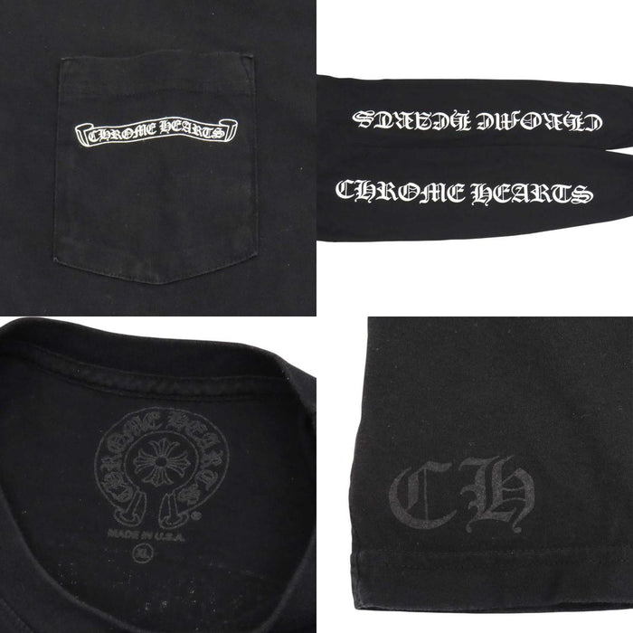 CHROME HEARTS 
CH コットン クルーネック 
スクロールラベル 袖ロゴ ロングスリーブ Tシャツ