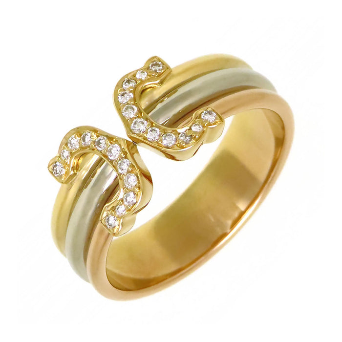 CARTIER 
2C スリーゴールド ダイヤモンド リング SM