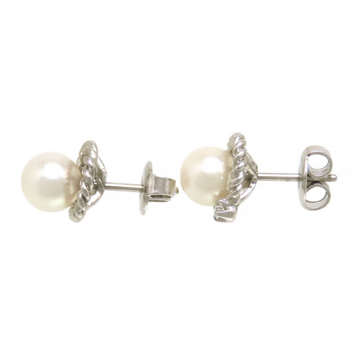 MIKIMOTO Akoya Pearl Diamond Twist Rope Earrings