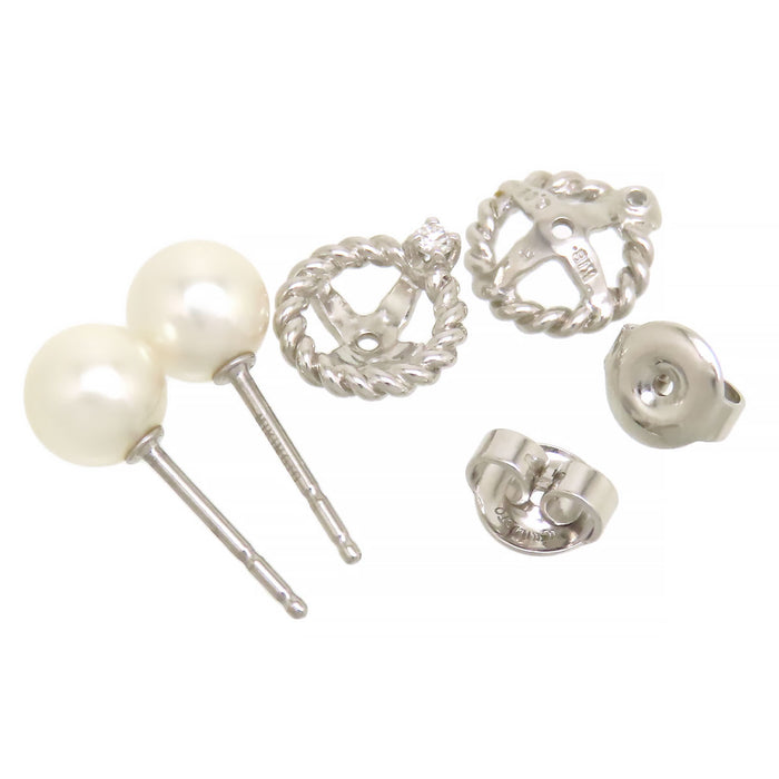 MIKIMOTO Akoya Pearl Diamond Twist Rope Earrings