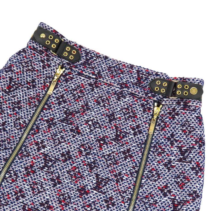 LOUIS VUITTON 
総柄 ゴールドカラー レザー 
モノグラム ジップ スカート