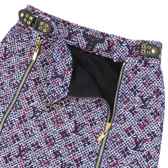LOUIS VUITTON 
総柄 ゴールドカラー レザー 
モノグラム ジップ スカート