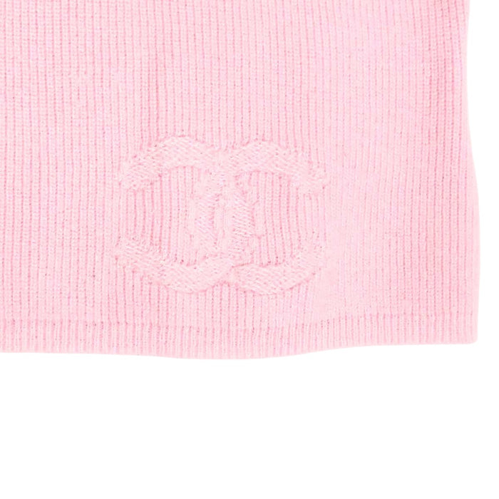 CHANEL 
COCO CC 05P Vネック コットン混 
ココマーク リブ ショートスリーブ ニット