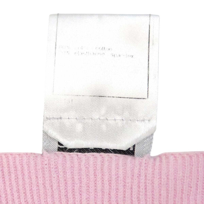 CHANEL 
COCO CC 05P Vネック コットン混 
ココマーク リブ ショートスリーブ ニット