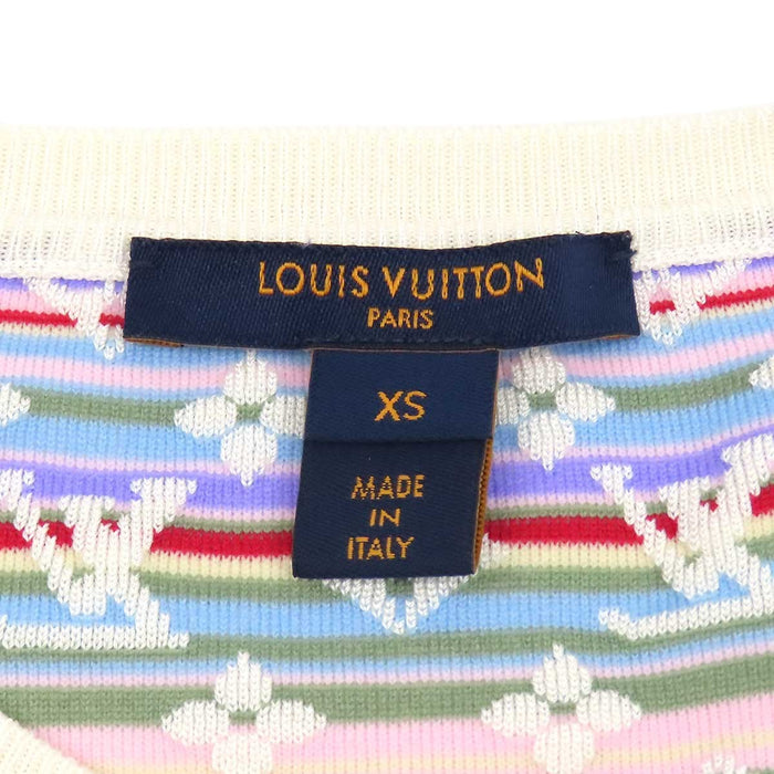LOUIS VUITTON 
総柄 クルーネック シルク混 マルチカラー 
パステルモノグラム 半袖 ニット