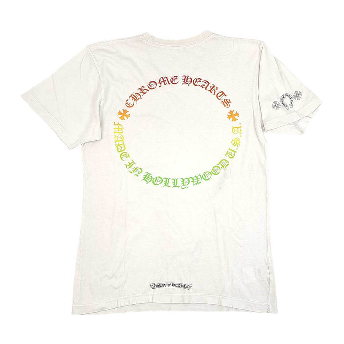 CHROME HEARTS 
CH コットン クルーネック スクロールラベル 
バックグラデーション サークルロゴ プリント Tシャツ