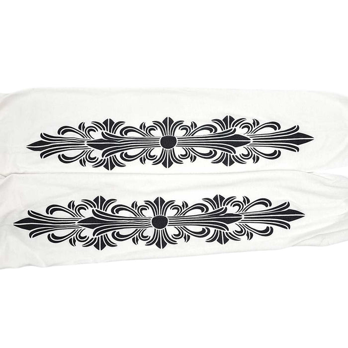 CHROME HEARTS 
CH スクロールラベル コットン クルーネック 
袖フローラル ホースシュー ロングスリーブ Tシャツ