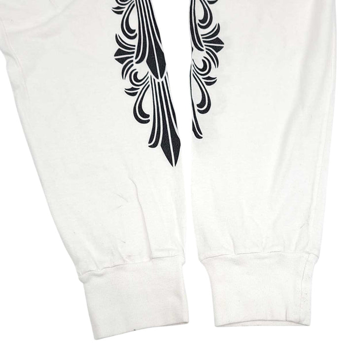 CHROME HEARTS 
CH スクロールラベル コットン クルーネック 
袖フローラル ホースシュー ロングスリーブ Tシャツ