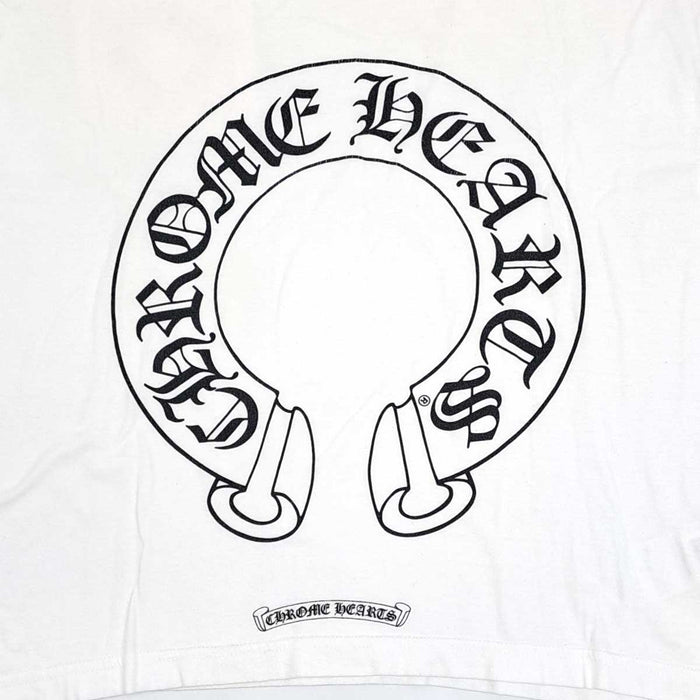 CHROME HEARTS 
CH スクロールラベル コットン クルーネック 
袖フローラル ホースシュー ロングスリーブ Tシャツ