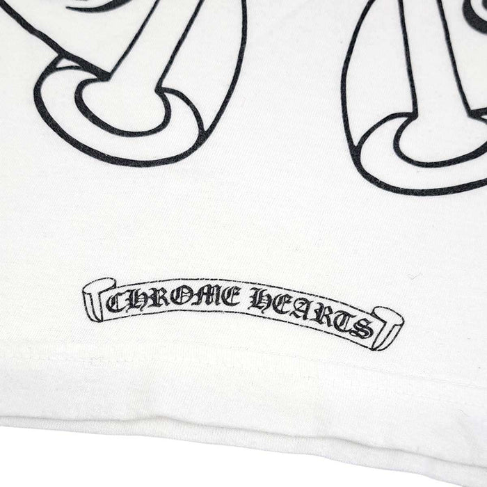CHROME HEARTS 
CH スクロールラベル コットン クルーネック 
袖フローラル ホースシュー ロングスリーブ Tシャツ