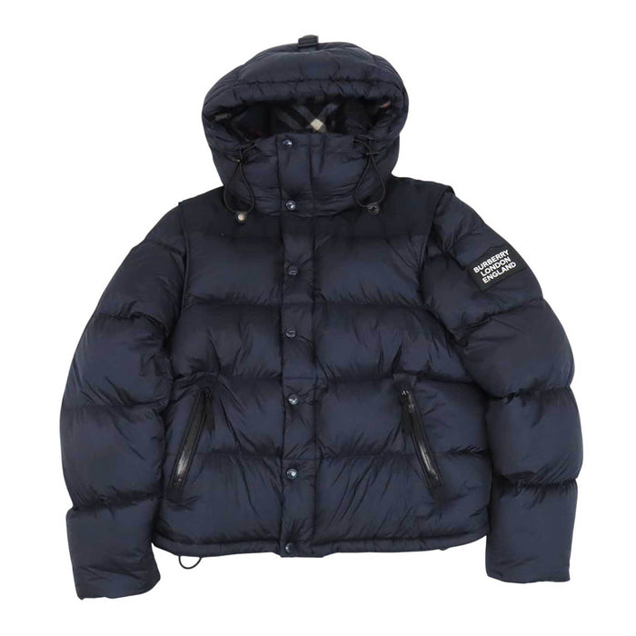 BURBERRY 
ロゴ フード ダブルジップ ナイロン 
デタッチャブル スリーブ ダウンジャケット
