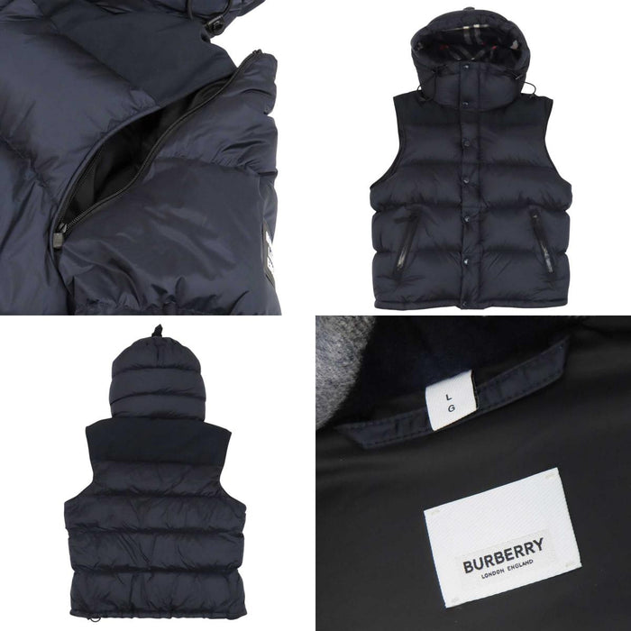 BURBERRY 
ロゴ フード ダブルジップ ナイロン 
デタッチャブル スリーブ ダウンジャケット