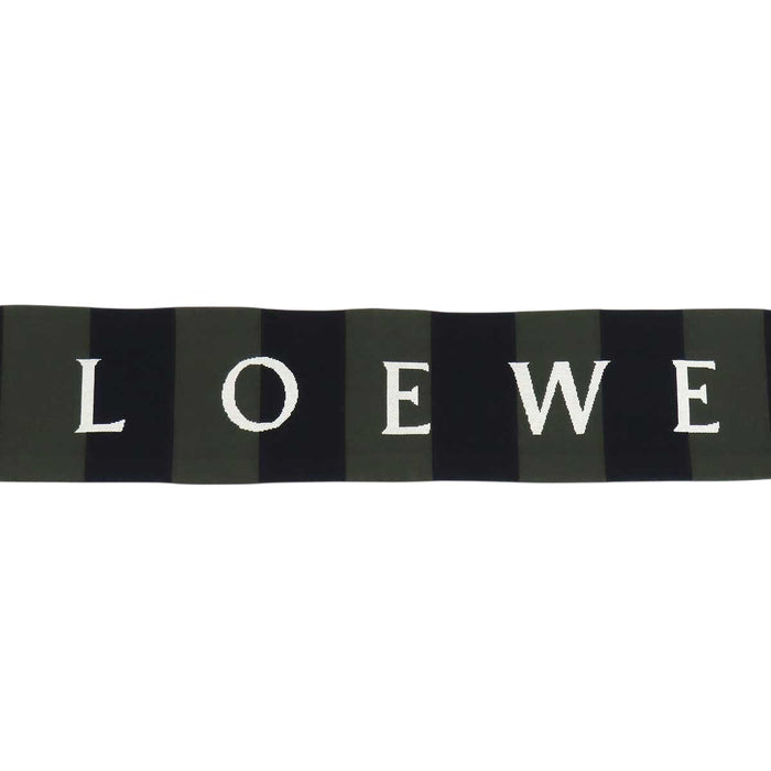 LOEWE 
ロゴ コットン フリンジ フットボール ジャカード 
アナグラム ストライプ マフラー