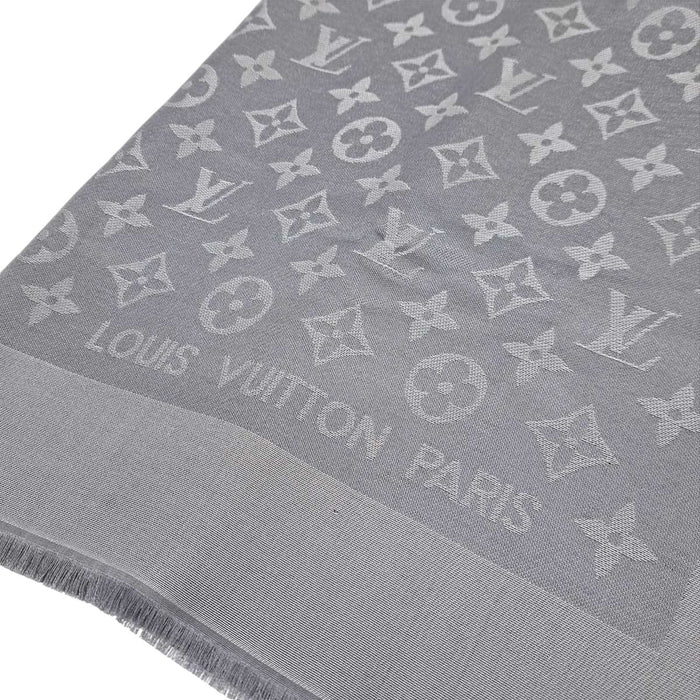 LOUIS VUITTON 
LV ロゴ ラメ フリンジ シルク混 
モノグラム シャイン ショール