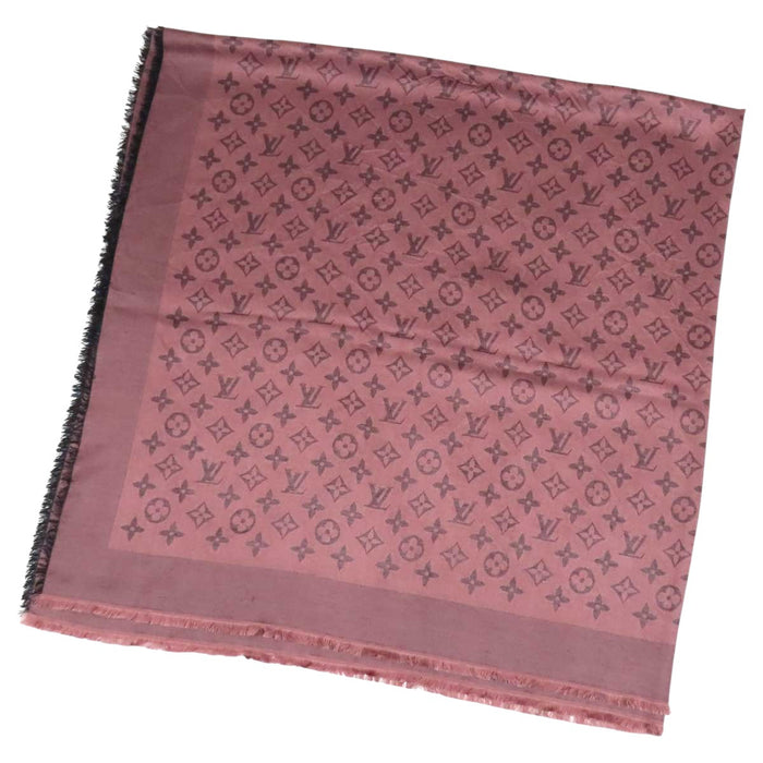 LOUIS VUITTON 
LV 総柄 シルク ウール 
ショール モノグラム シャイン