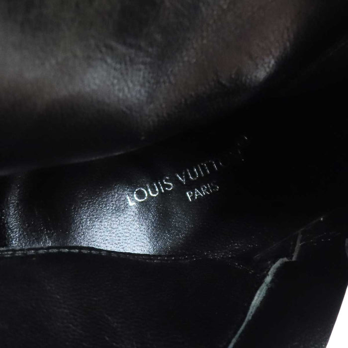 LOUIS VUITTON 
2023 LV Logo Side-Zip High-Heel 
Silhouette Line Leather Ankle Boots 
Monogram
