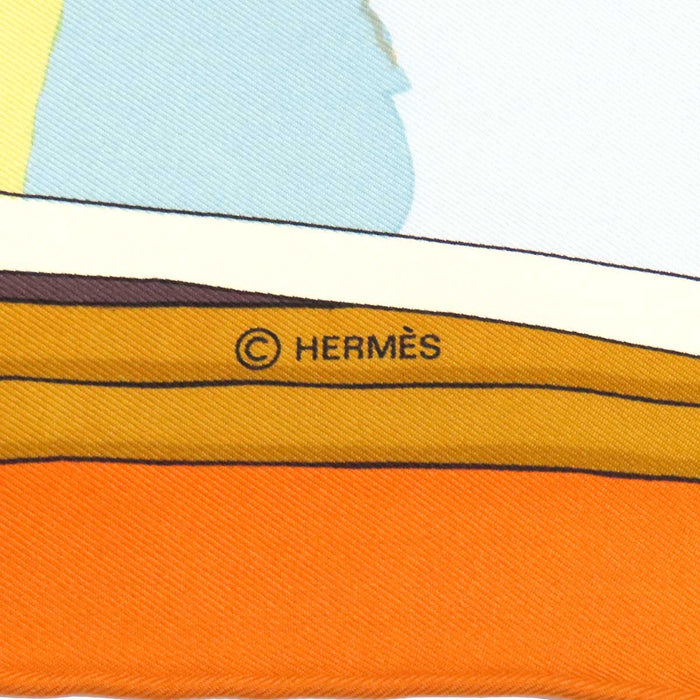 HERMES 
シルク 大判 
カレ 90 馬車とハット スカーフ