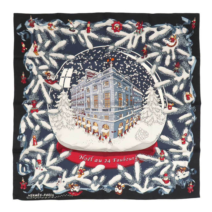 HERMES 
フォーブル24番地のクリスマス スカーフ 大判 シルク 
カレ 90 Noel au 24 Faubourg
